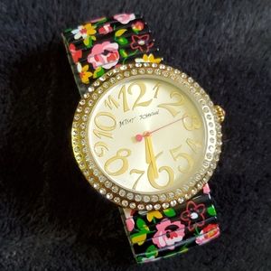 Betsey Johnson floral stainless steel watch
